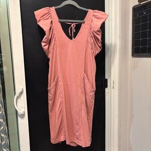Daily Practice Sporty Flutter Sleeve Tee Dress Athletic Athleisure Pink size S